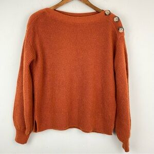 A Loves A size Medium Women’s Cinnamon Brown Boatneck Button Shoulder Sweater